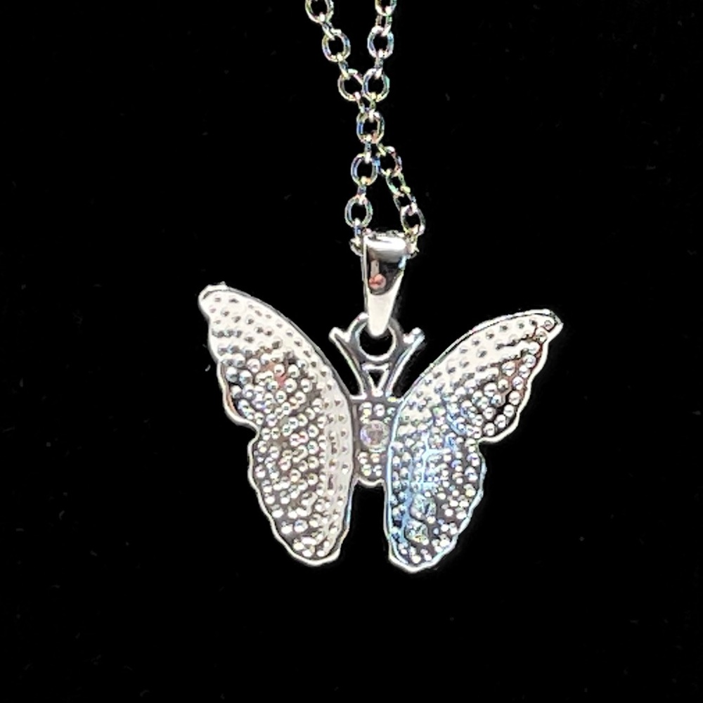 Crystal Butterfly Pendant Necklace - Picture 7 of 11